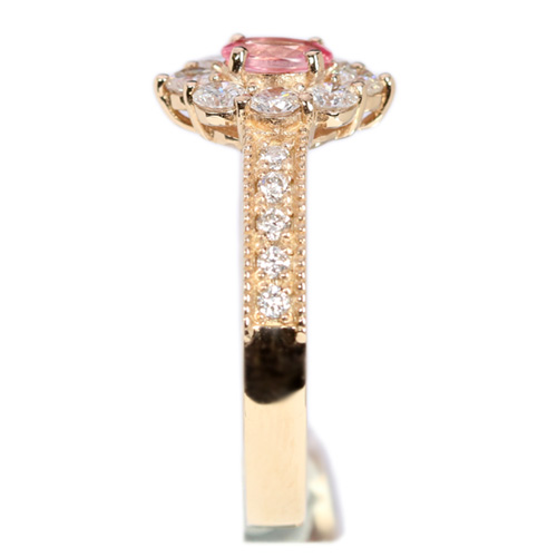 パパラチアサファイア0.27ct ダイヤモンド0.6ct ピンクゴールド リング 