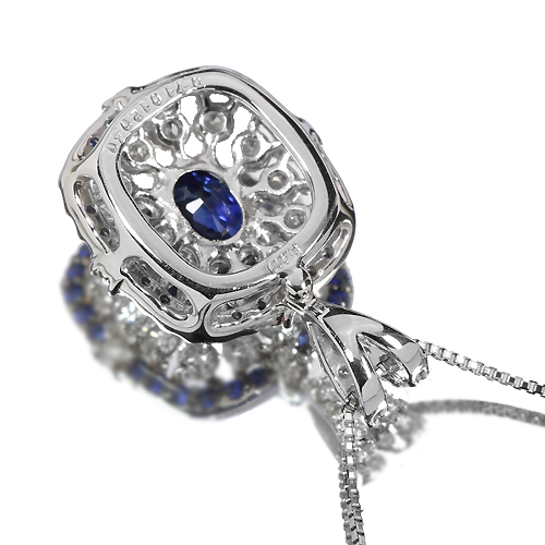 サファイア0.7ct サファイア&ダイヤモンド プラチナ ネックレス【品質 