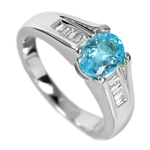 パライバトルマリン0.85ct ダイヤモンド0.22ct プラチナ リング（指輪