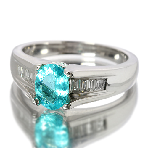 パライバトルマリン0.85ct ダイヤモンド0.22ct プラチナ リング（指輪 