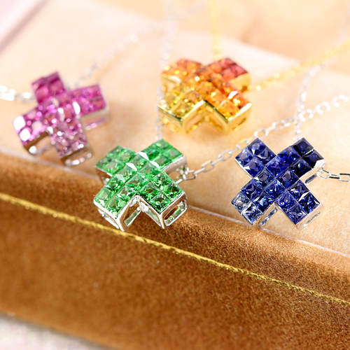ルビー ピンクサファイア 0.5ct ミステリーミニクロス ホワイト