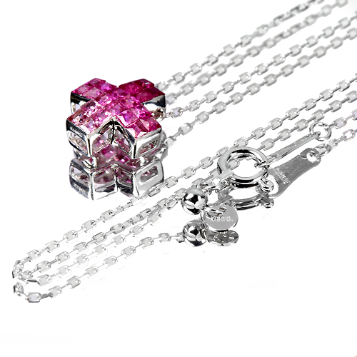 ルビー ピンクサファイア 0.5ct ミステリーミニクロス ホワイト