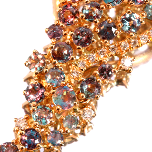 ブラジル産アレキサンドライト1.5ct ダイヤモンド0.4ct 葡萄デザイン