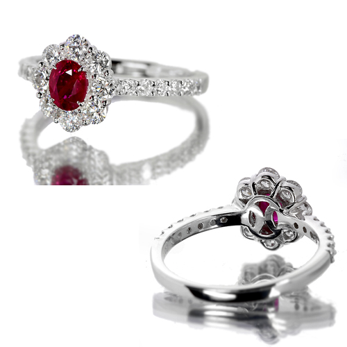 ビルマ産ピジョンブラッドルビー0.48ct ダイヤモンド0.7ct