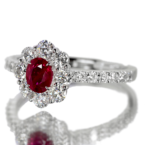 ビルマ産ピジョンブラッドルビー0.48ct ダイヤモンド0.7ct