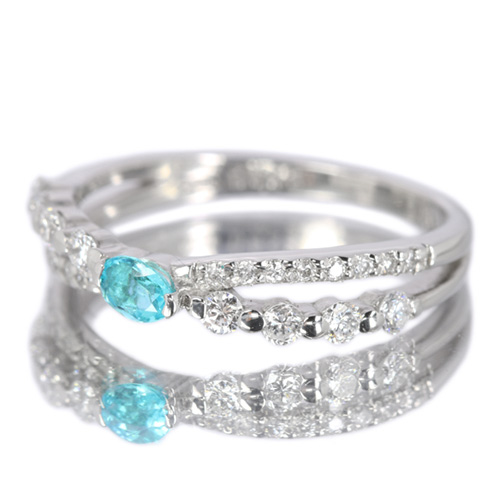 Ptブラジル産パライバトルマリン　ダイヤモンドリング　プラチナ　ダイヤ ブラジル産パライバトルマリン ダイヤモンド0.3ct プラチナ リング