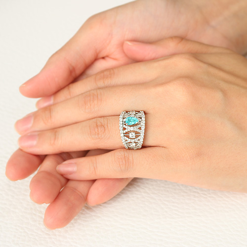 ブラジル産パライバトルマリン 0.55ct ダイヤモンド プラチナ リング 