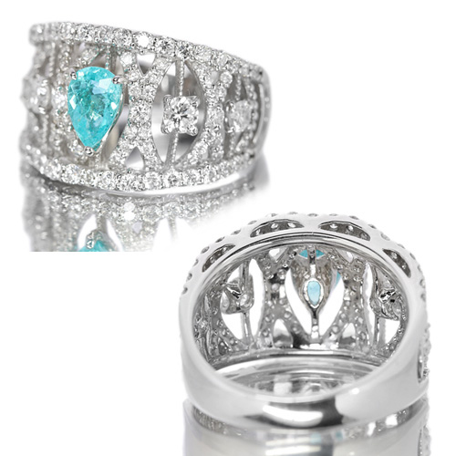 ブラジル産パライバトルマリン 0.55ct ダイヤモンド プラチナ リング 
