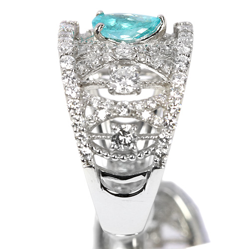 ブラジル産パライバトルマリン 0.55ct ダイヤモンド プラチナ リング 