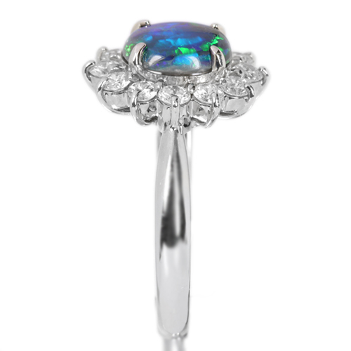 ブラックオパール0.9ct ダイヤモンド0.6ct プラチナ リング