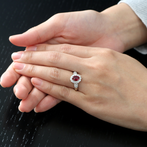 非加熱ルビー0.99ct ダイヤモンド0.76ct プラチナ リング（指輪