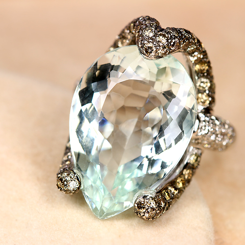アクアマリン17ct ダイヤモンド ホワイトゴールド リング（指輪）12番【品質保証書/宝石鑑別書付】