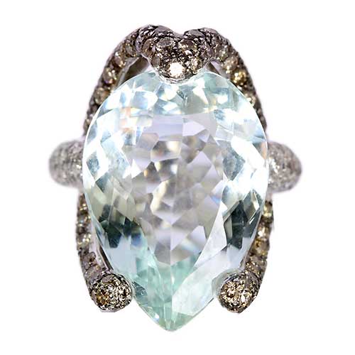 アクアマリン17ct ダイヤモンド ホワイトゴールド リング（指輪）12番