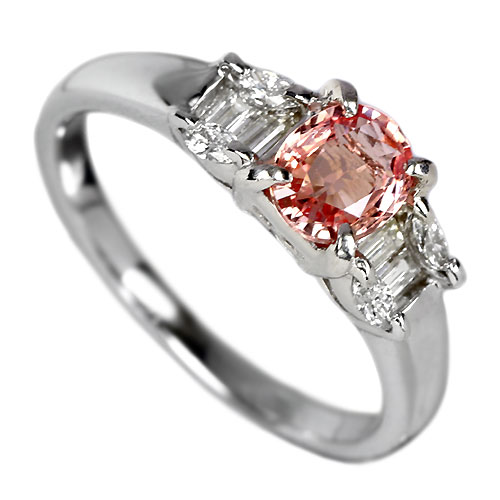 第19回新春大抽選販売＞パパラチアサファイア0.76ct ダイヤモンド