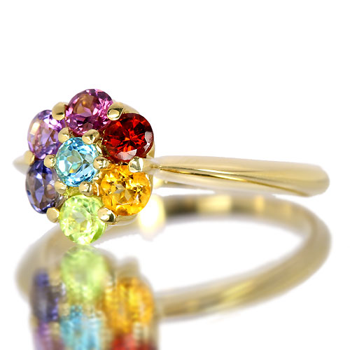 18kwg ダイヤモンド7石1ct 11号 11月誕生石 シトリン 指輪 K18WG 18金 ホワイトゴールド リング