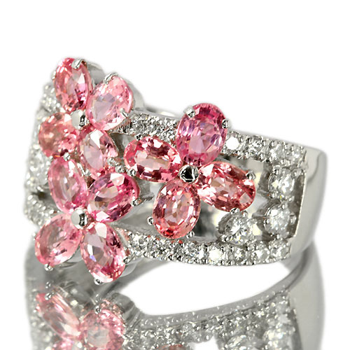パパラチアサファイア2.6ct ダイヤモンド0.7ct フラワーデザイン
