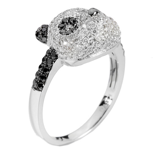 ブラックダイヤモンド リング 指輪 ブラックダイヤモンド1.09ct ダイヤモンド0.01ct 12号 K18WG ホワイトゴールド/64639【FJ】