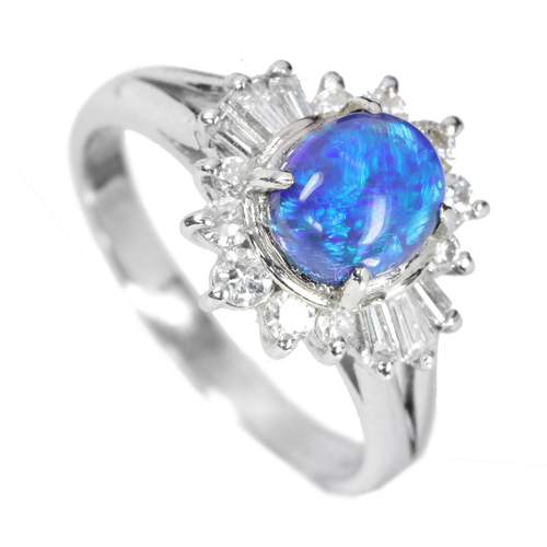 第24回抽選販売＞ブラックオパール0.9ct ダイヤモンド0.47ct プラチナ  