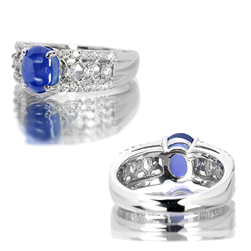 スターサファイア2.9ct ダイヤモンド プラチナ リング（指輪）【品質 