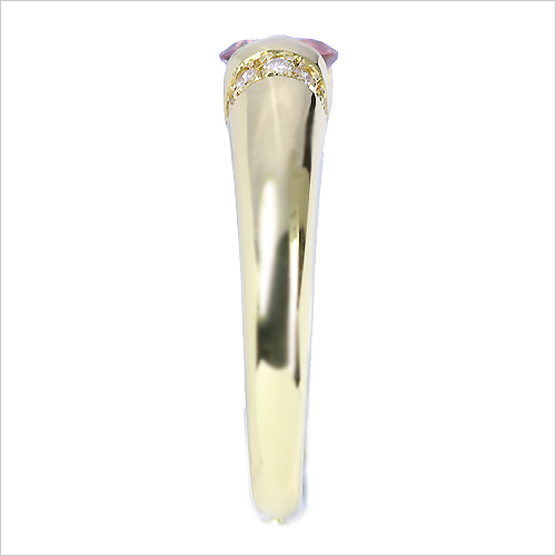 マラヤガーネット0.59ct ダイヤモンド0.07ct イエローゴールド
