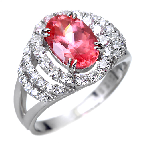 スイートホーム産ロードクロサイト 2.5ct ダイヤモンド プラチナ