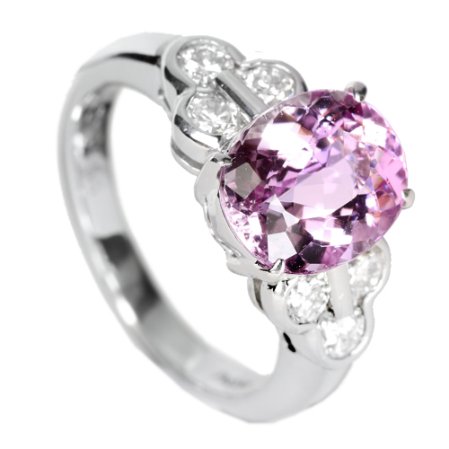ピンクインペリアルトパーズ3.2ct ダイヤモンド0.56ct プラチナ リング