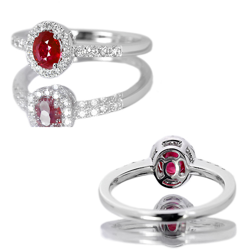 ビルマ産ピジョンブラッドルビー0.5ct ダイヤモンドプラチナ リング 