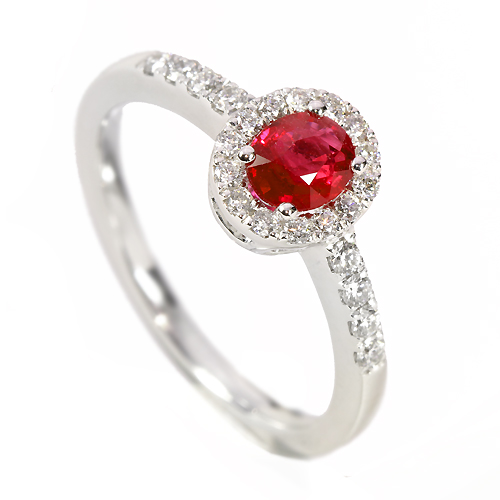 ビルマ産ピジョンブラッドルビー0.5ct ダイヤモンドプラチナ リング 