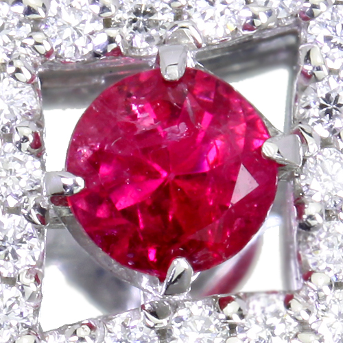 レッドベリル0.22ct ダイヤモンド0.2ct プラチナ ネックレス【品質 