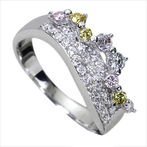 カラーダイヤモンド0.41ct ダイヤモンド0.33ct プラチナ リング