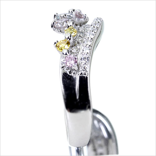 カラーダイヤモンド0.41ct ダイヤモンド0.33ct プラチナ リング