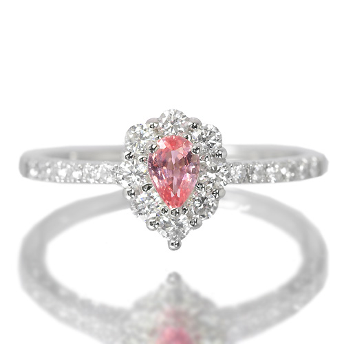 パパラチアサファイア0.25ct ダイヤモンド プラチナ リング（指輪
