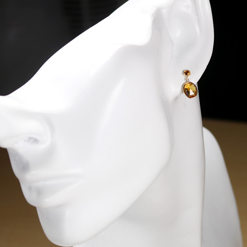 シトリン チェスカット スウィング イエローゴールド ピアス