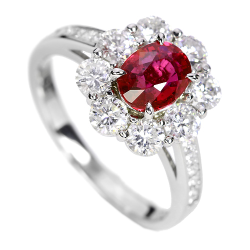 非加熱ルビー 1ct ダイヤモンド プラチナ リング（指輪）【品質