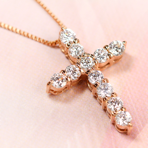 ダイヤモンド0.5ct ピンクゴールド（イエロー・ホワイトも可） クロス