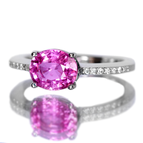 ホットピンクサファイア1.85ct ダイヤモンド プラチナ リング（指輪 