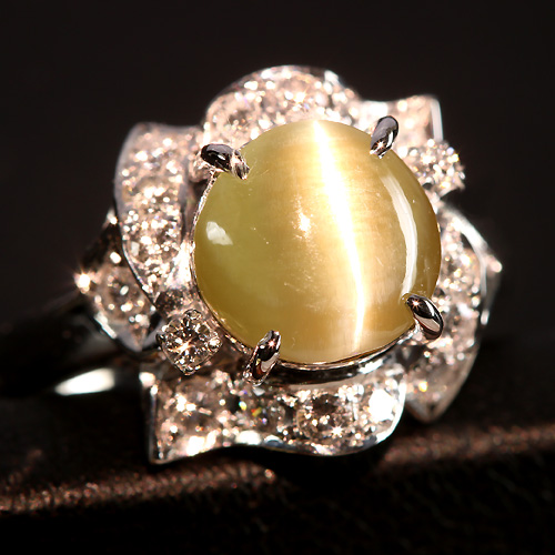 楽天市場】音羽屋□ クリソベリル キャッツアイ/1.429ct ダイヤ