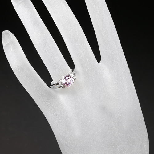 クンツァイト2.45ct ダイヤモンド0.13ct K18ホワイトゴールド リング 