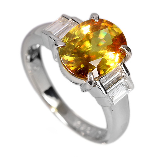 スフェーン 3.4ct ダイヤモンド プラチナ リング（指輪）【品質保証書 