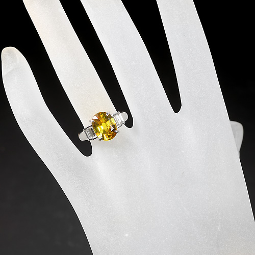 スフェーン 3.4ct ダイヤモンド プラチナ リング（指輪）【品質保証書 