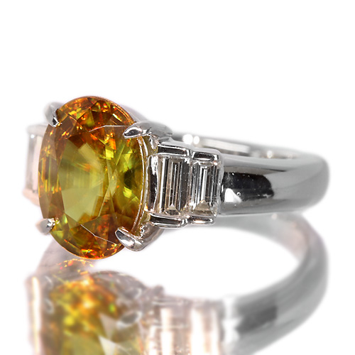 スフェーン 3.4ct ダイヤモンド プラチナ リング（指輪）【品質保証書 