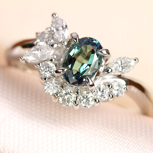 ブラジル産アレキサンドライト0.5ct ダイヤモンド0.4ct プラチナ