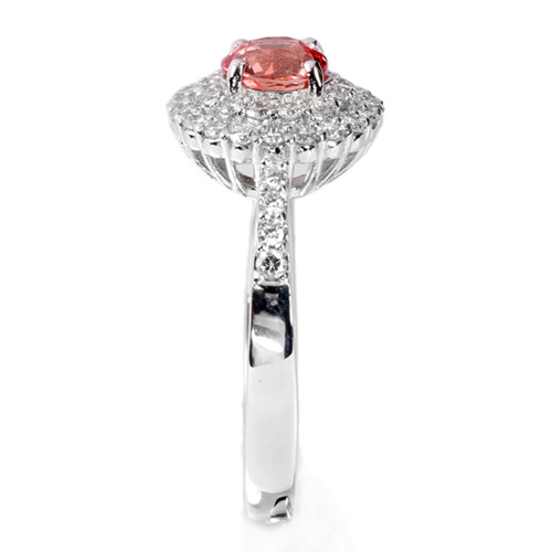 パパラチアサファイア 0.8ct ダイヤモンド プラチナ リング