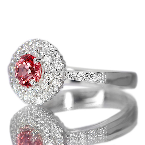 パパラチアサファイア 0.8ct ダイヤモンド プラチナ リング
