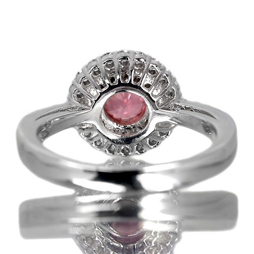 パパラチアサファイア 0.8ct ダイヤモンド プラチナ リング