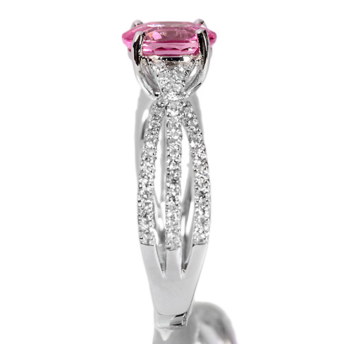 非加熱ピンクサファイア 1.1ct ダイヤモンド プラチナ リング（指輪 