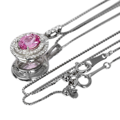 非加熱ピンクサファイア1.0ct ダイヤモンド プラチナ ネックレス【品質