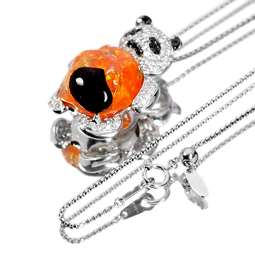 メキシコ産ファイアオパール 11.1ct ダイヤモンド ホワイトゴールド