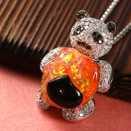 メキシコ産ファイアオパール 11.1ct ダイヤモンド ホワイトゴールド