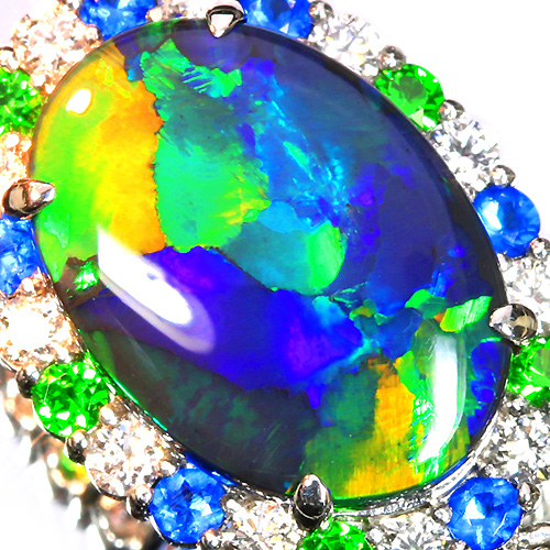 オーストラリア産ブラックオパール 4.1ct ダイヤモンド プラチナ